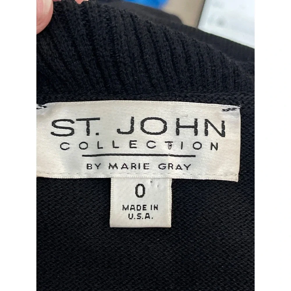 Vintage St.‎ John Collection Marie Gray Black Knit Wrap Bell Sleeve Sweater Sz 0